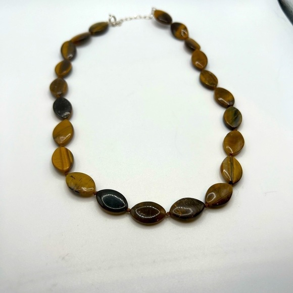 TIGER Eye Oval Brown Stone‎ Necklace - Picture 4 of 11
